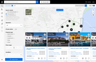 High-fidelity prototype of the redesigned search and filters interface, developed from the earlier sketches to test with users outside the product team.